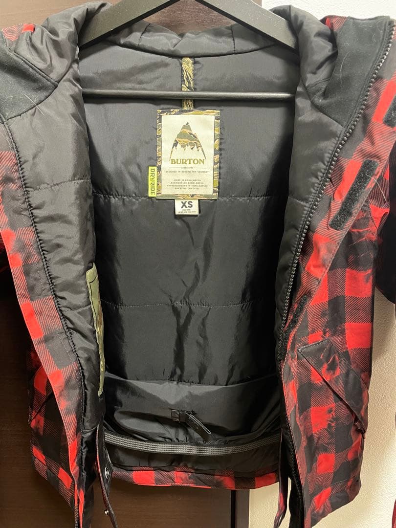 BURTON フード付きジャケット XS 赤黒チェック - メルカリ