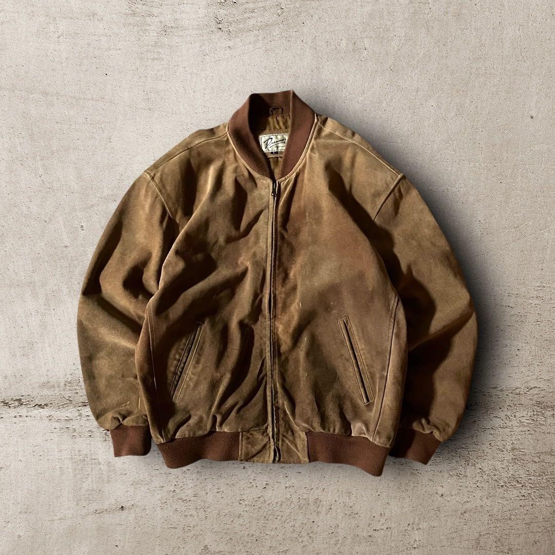 vintageスエードボンバージャケット牛革リアルレザー短丈 ライト