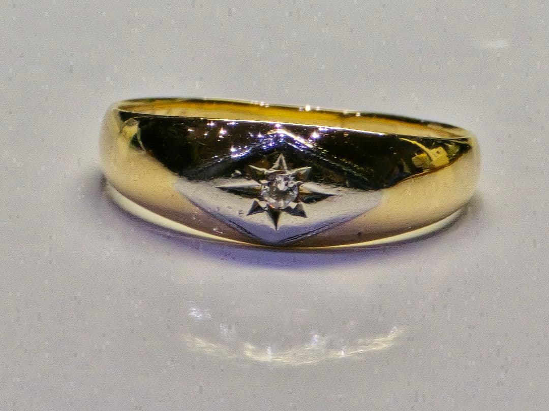 稀少品 甲丸 ダイヤ0.02 K18/プラチナ 2.2g 9.5号 リング