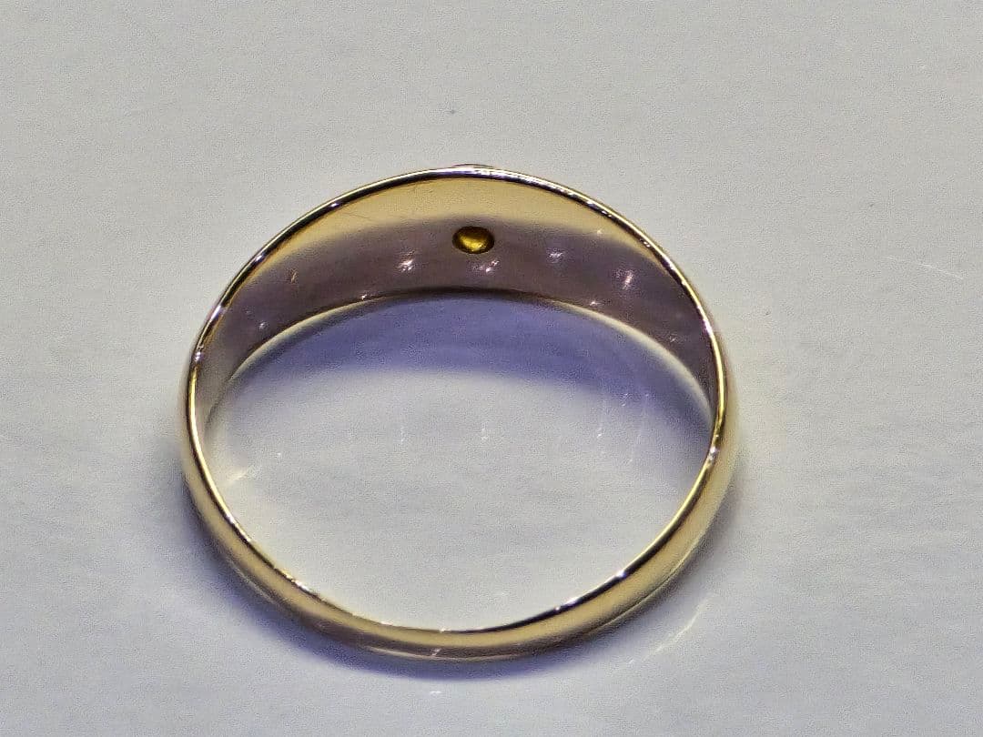 稀少品 甲丸 ダイヤ0.02 K18/プラチナ 2.2g 9.5号 リング