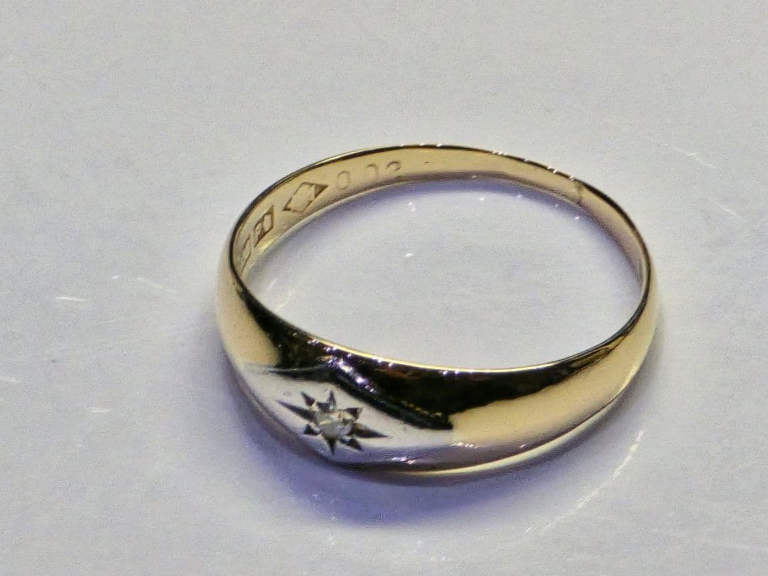 稀少品 甲丸 ダイヤ0.02 K18/プラチナ 2.2g 9.5号 リング