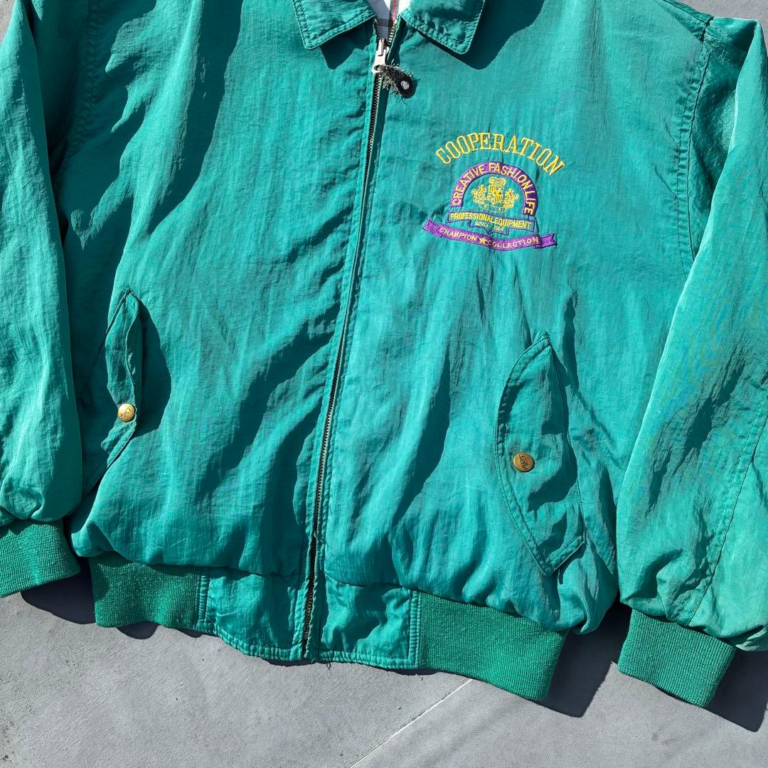 佐*藤様 90s VINTAGE リバーシブル スイングトップ 刺繍ロゴ 緑 チ