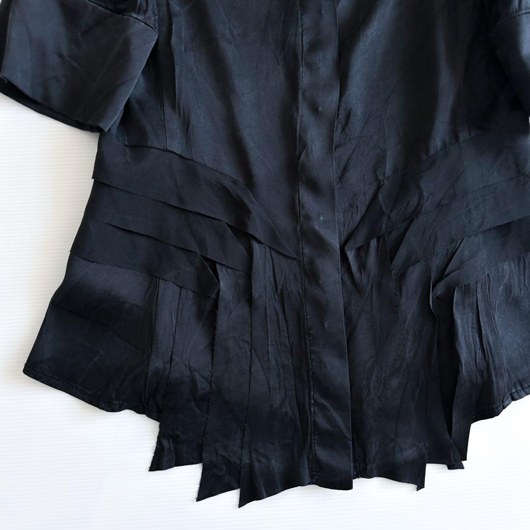 ジョルジオアルマーニ / ビーズ襟シルクタックブラウス 黒 40 - メルカリ