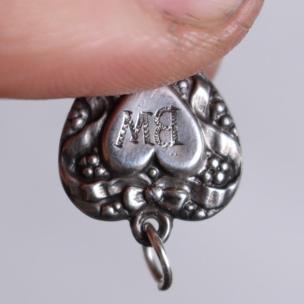 30s スウィートハートジュエリー パフィハート 両面 勿忘草 シルバー