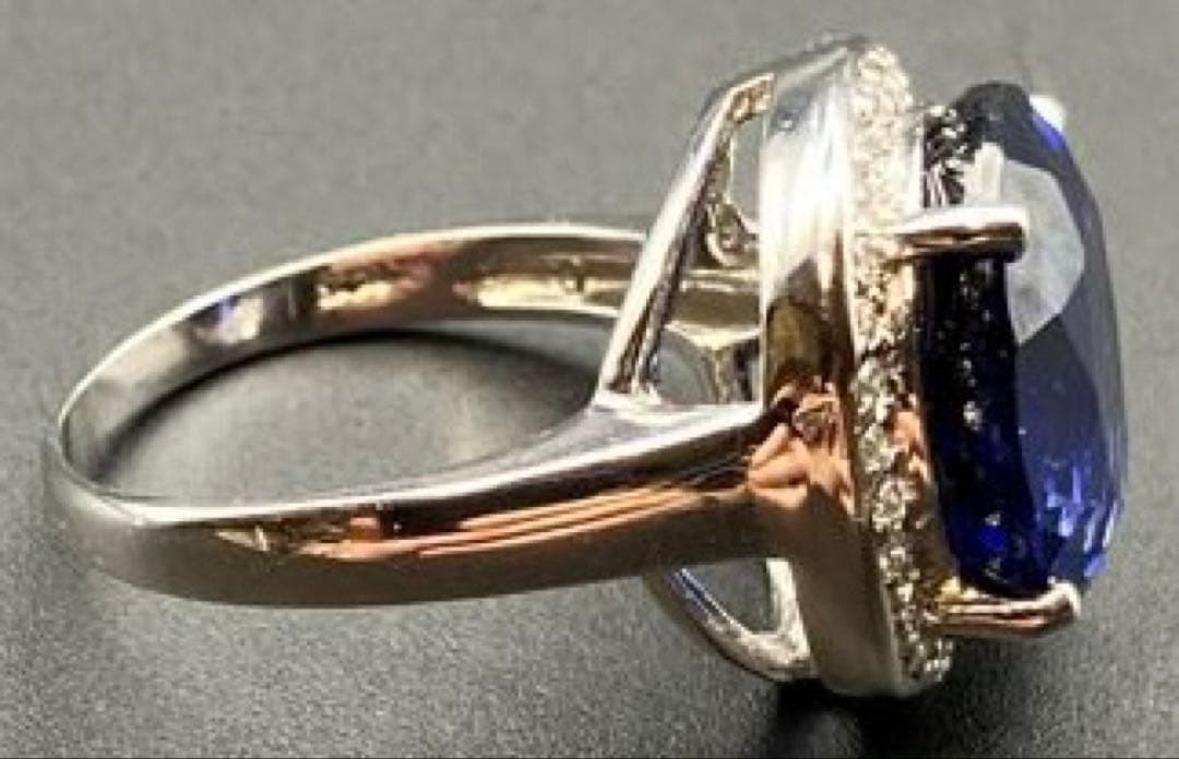 スリランカ産 天然ブルーサファイア 9.3CT ホワイトサファイアS925 指輪