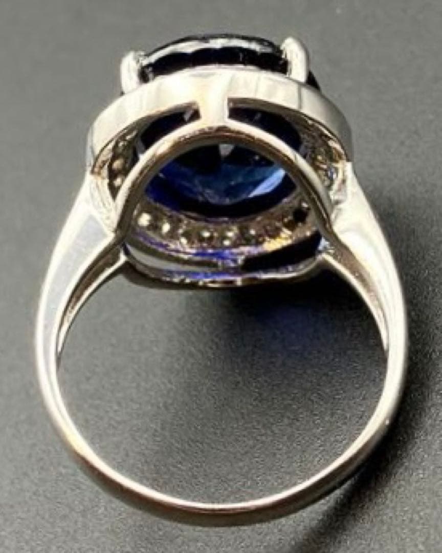 スリランカ産 天然ブルーサファイア 9.3CT ホワイトサファイアS925 指輪
