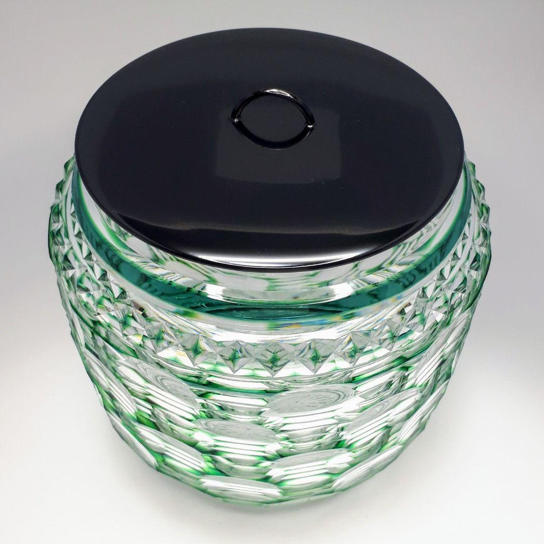 薩摩切子　松浦正行 大型作品　緑被切子　　″ 水指 ″【人気作家 入手困難作品】