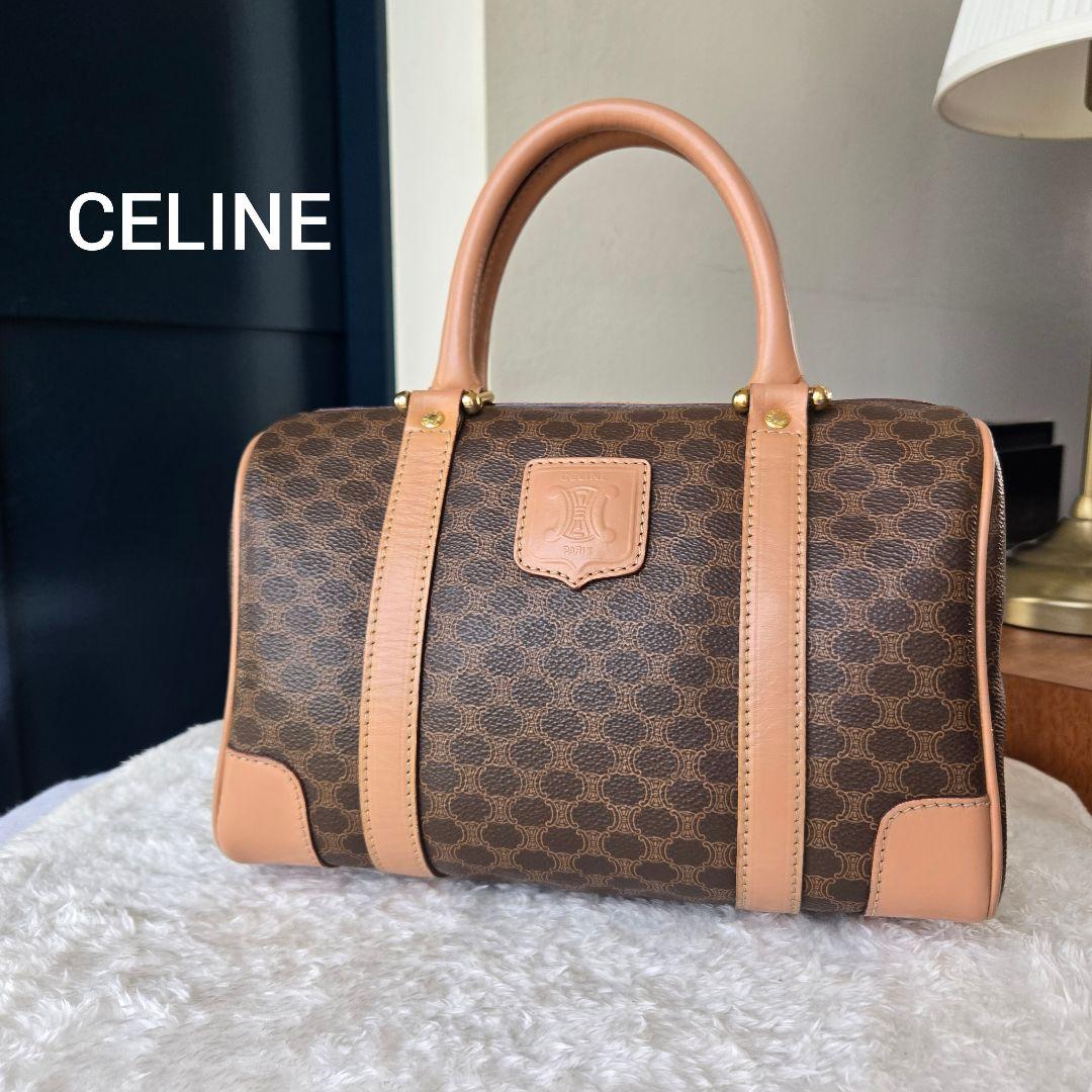 ☆CELINE☆　美品　セリーヌ　ミニボストンバッグ　マカダム柄　トリオンフ セリーヌ ミニボストン トリオンフ マカダム柄 PVCレザー オールド y2k