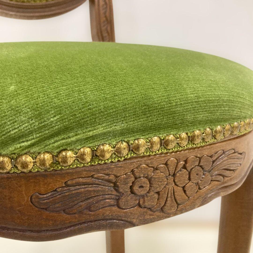 イタリア アンティーク調 猫脚 チェア 椅子 ロココ調 鋲打 鋲打 猫脚