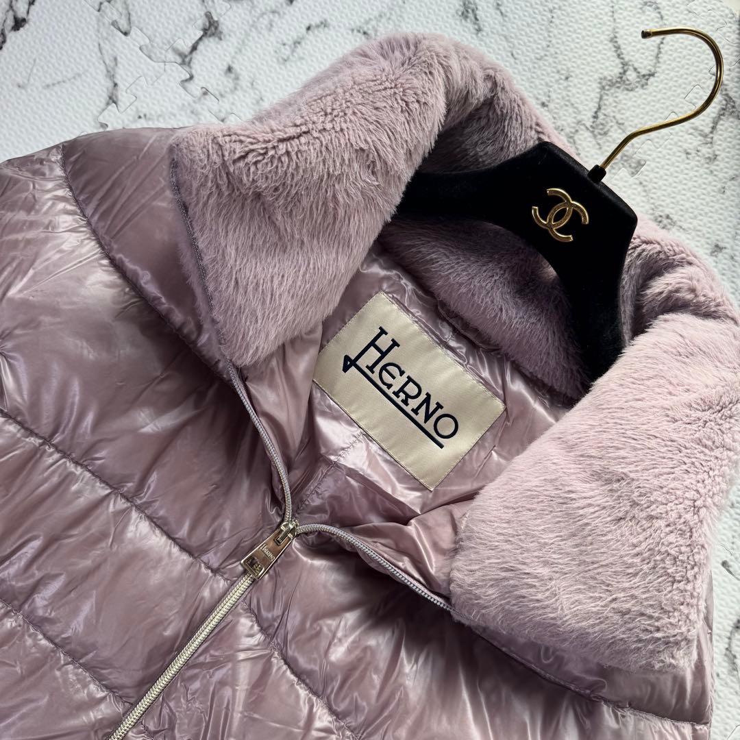 ヘルノ ハイブリッドダウンジャケット エコファー スタンドカラー