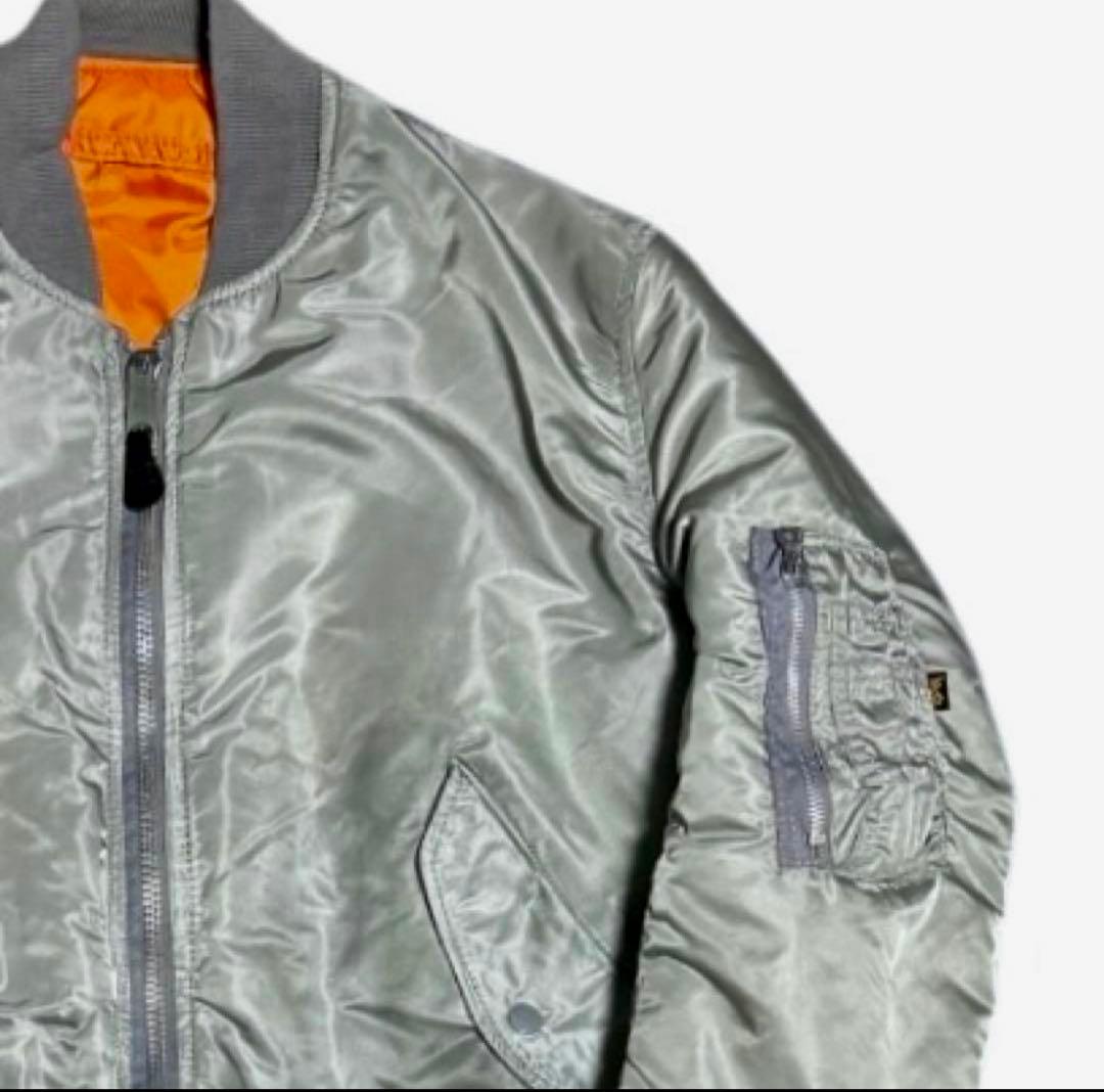 稀少色シルバー ALPHA 90s USA製 ビンテージ ボンバージャケット L