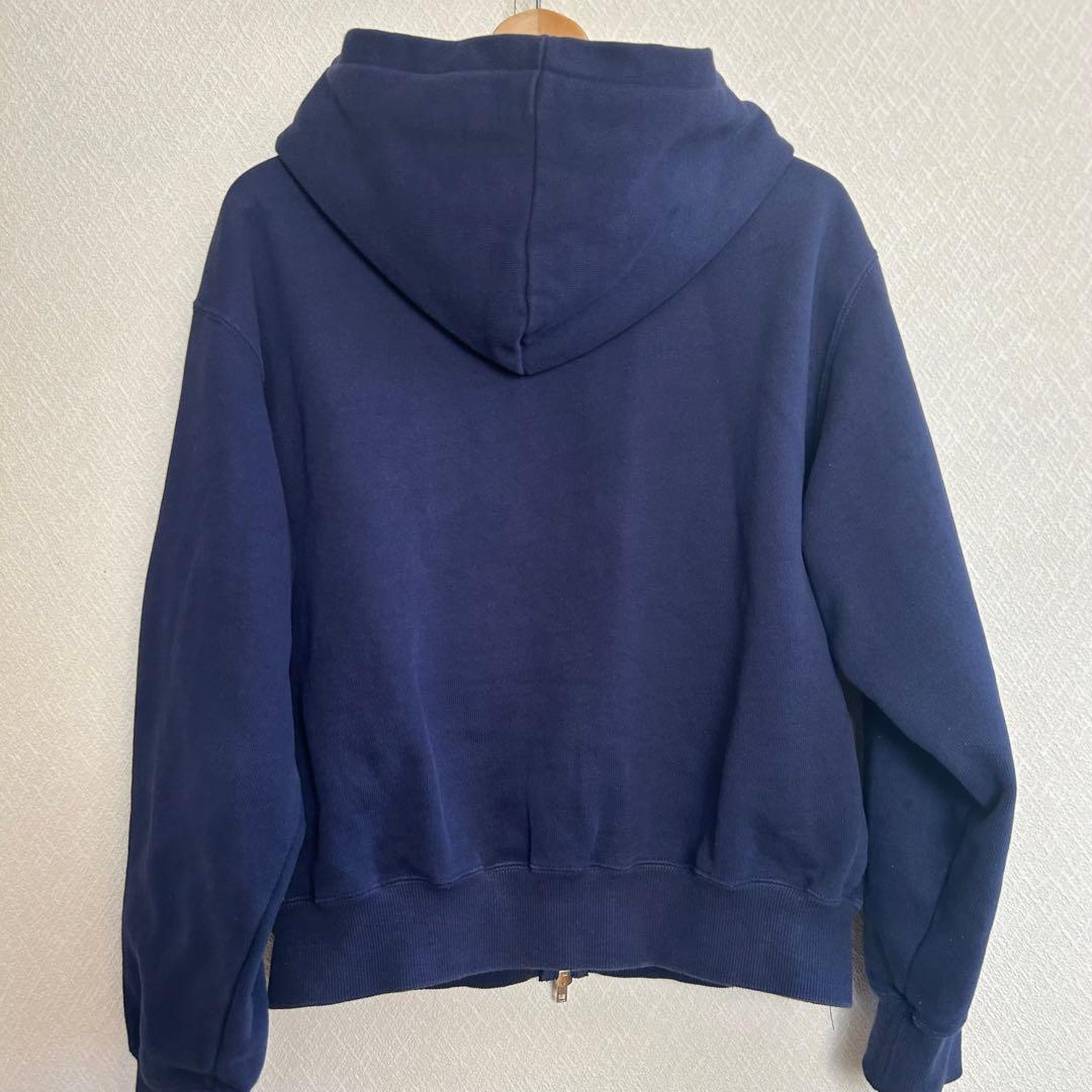 BLESS U ダブルジップ ロゴ刺繍 Sサイズ ネイビー レッド パーカー