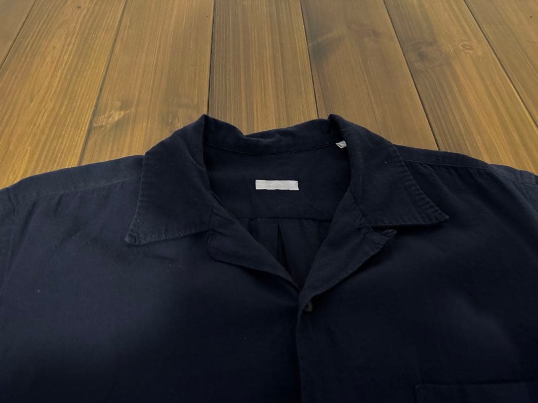 comoli コモリ ベタシャン オープンカラーシャツ ネイビー サイズ2