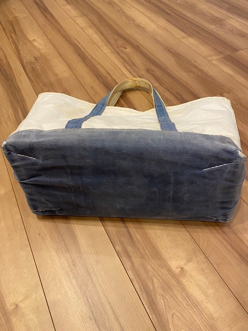 80s エルエルビーン トートバッグ 2色タグ ネイビー フェード L 襤褸