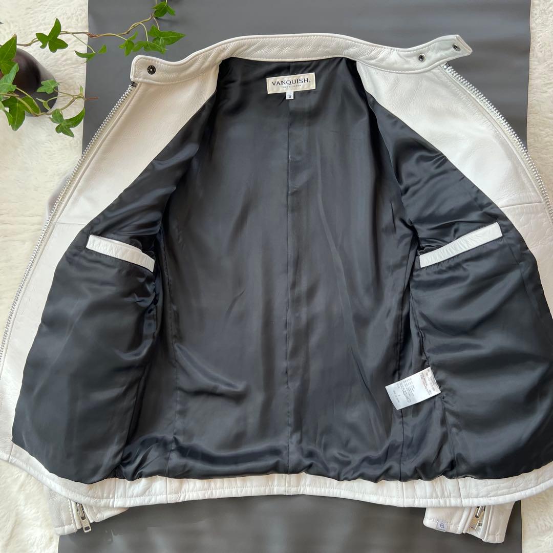 美品✨ VANQUISH レザーシングルライダースジャケット S ホワイト