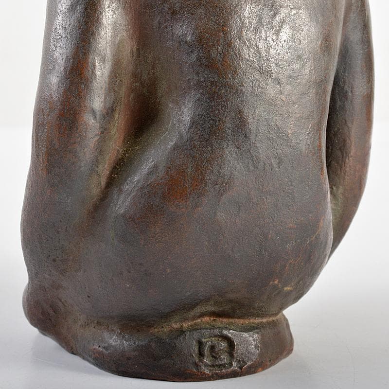 滝川美一作　ブロンズ　坐女　裸婦像　置物　共箱　M　R5604