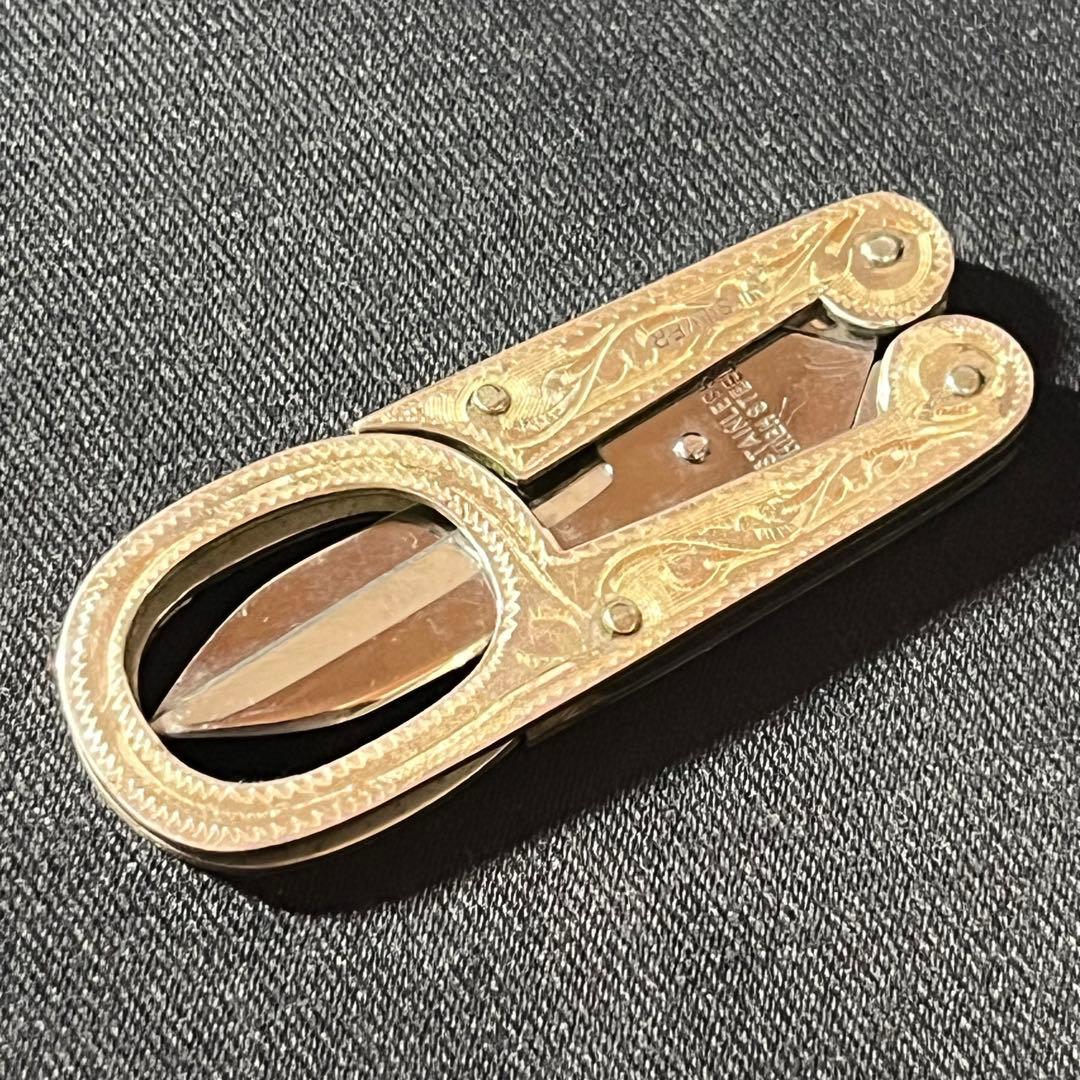 藤本保広 東京ナイフ ハサミ SILVER シルバー刻印あり 銀彫刻 折り畳み