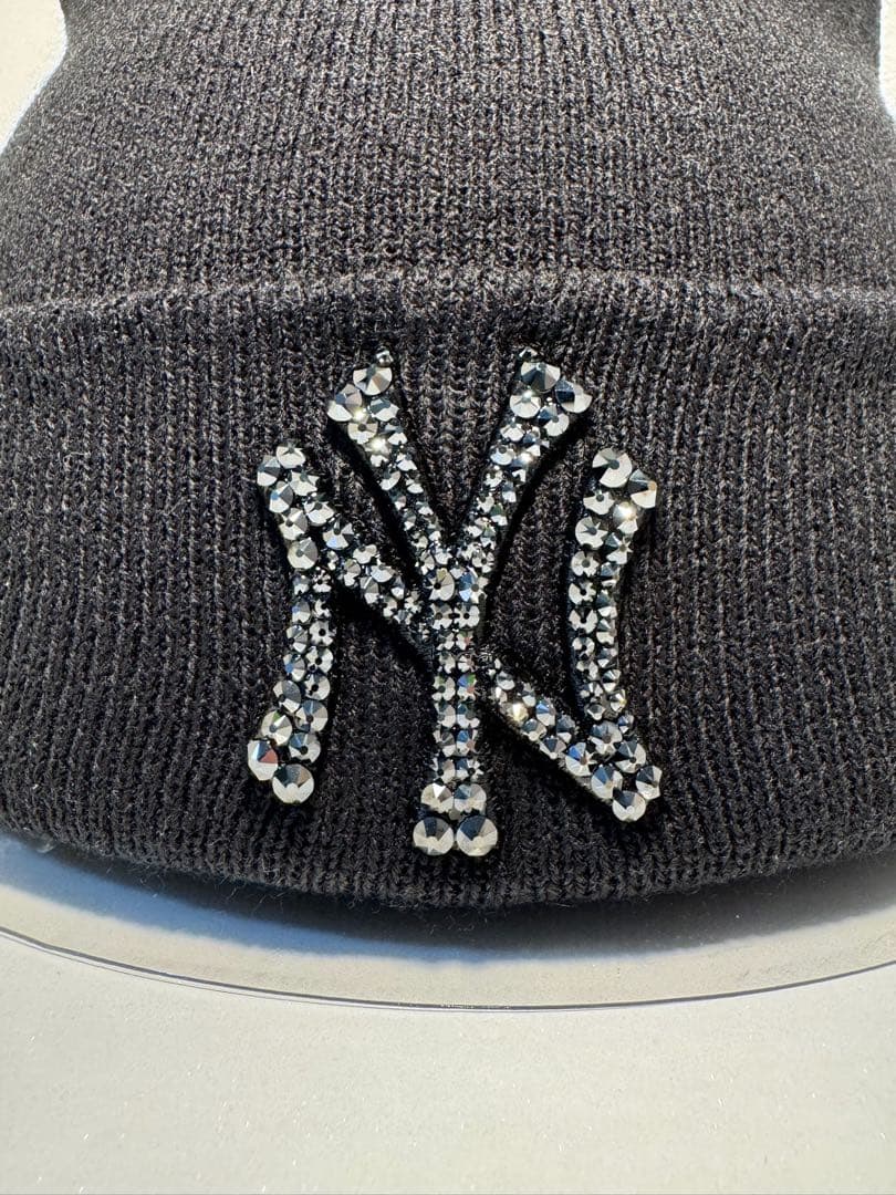 NEW ERA ニット帽 スワロフスキー デコキャップ NY デコビーニー
