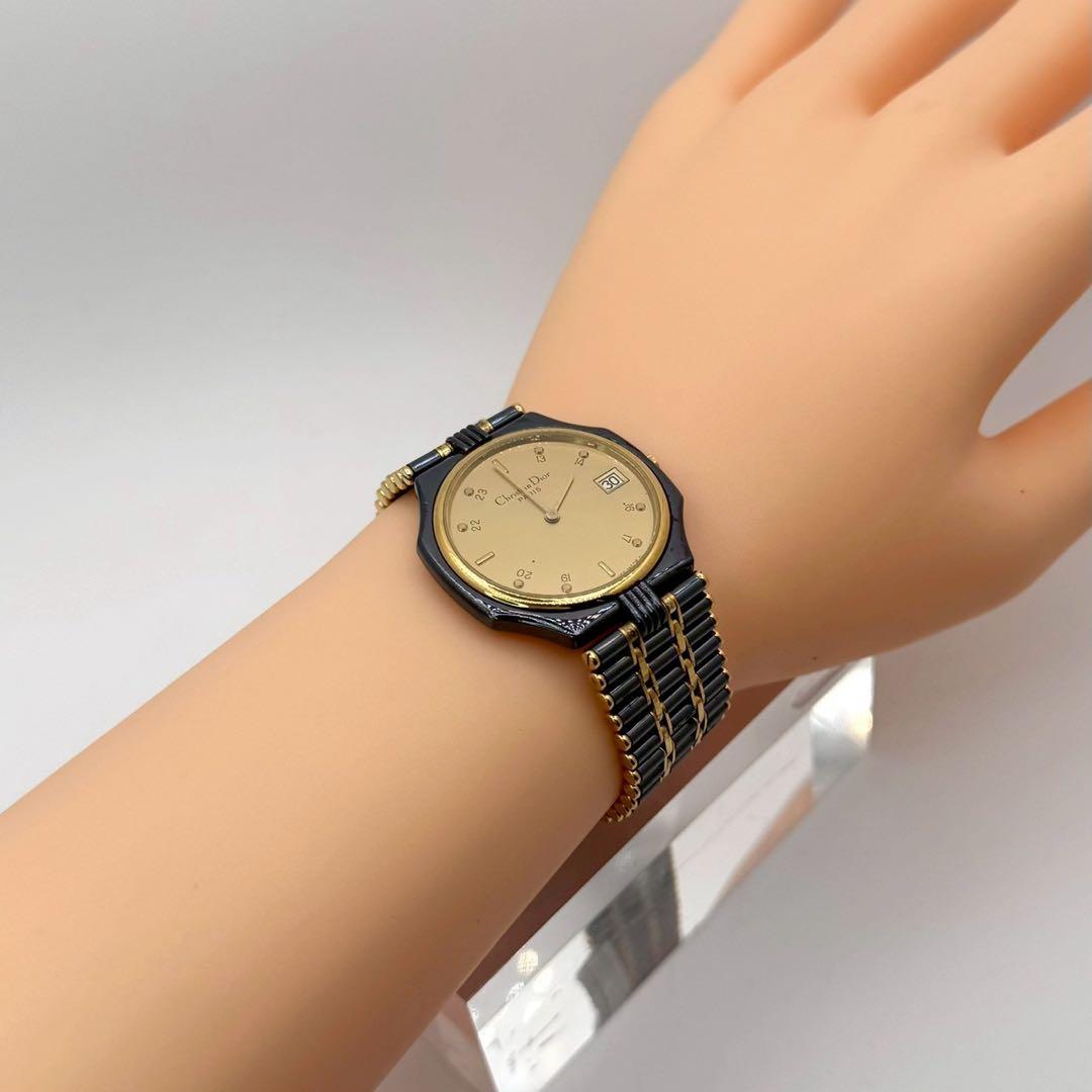 新品電池✨稼働 ディオール 45.25.01 ゴールド文字盤 デイト クォーツ