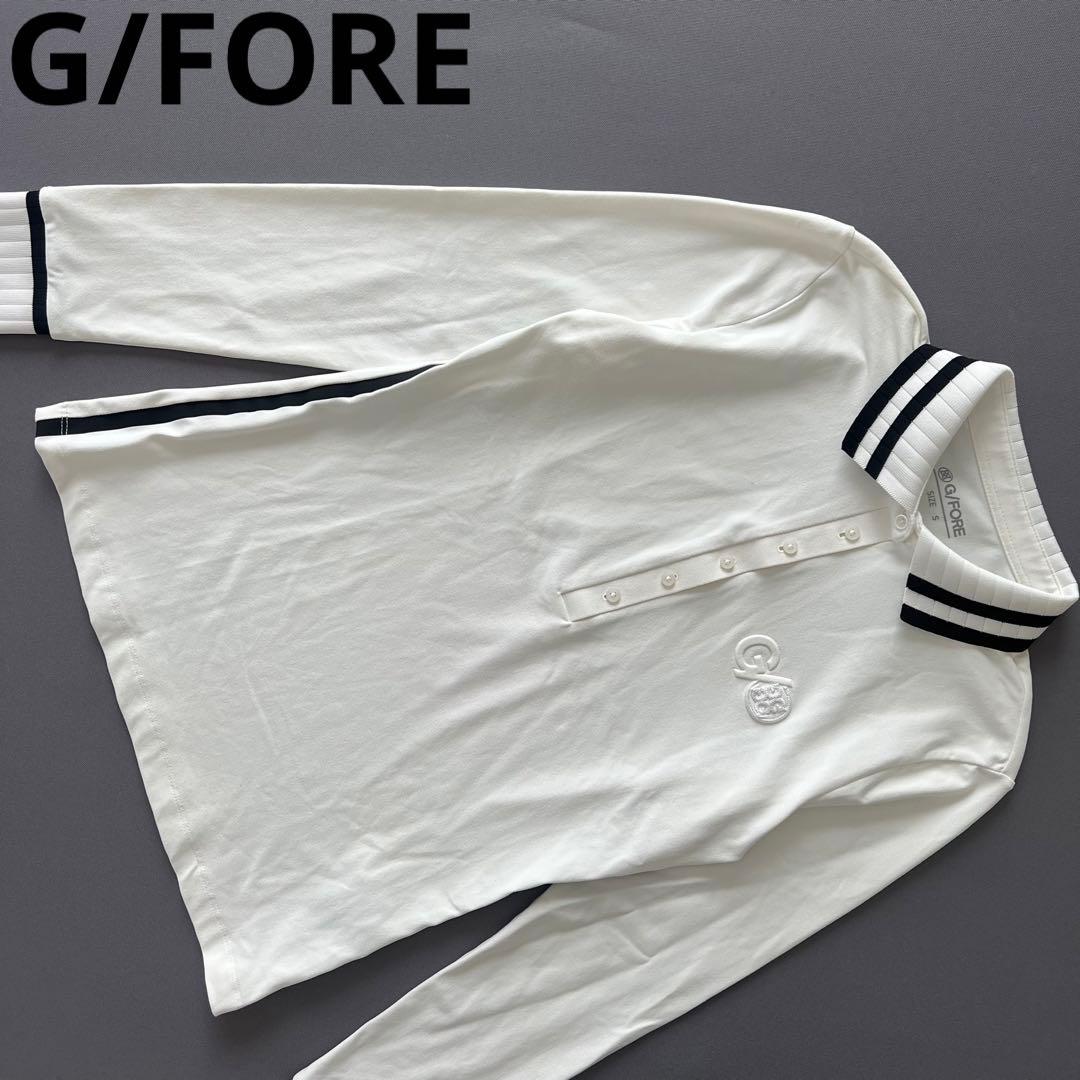 G/FORE ジーフォア　ロゴ　長袖　ポロシャツ　ゴルフ　レディース　襟付き　S G/FORE ジーフォア ホワイトポロシャツ レディース 美品 - メルカリ
