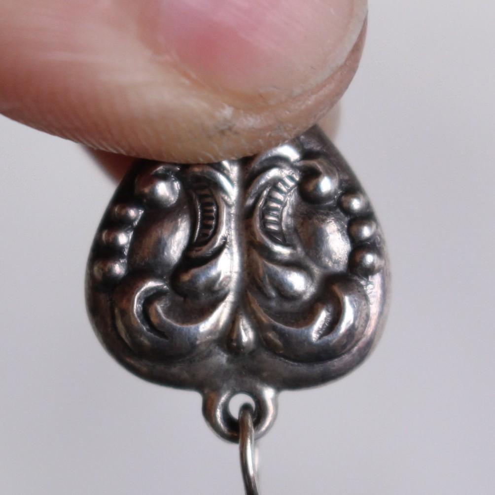40s スウィートハートジュエリー WW2 シルバー チャーム 渦巻 唐草 波