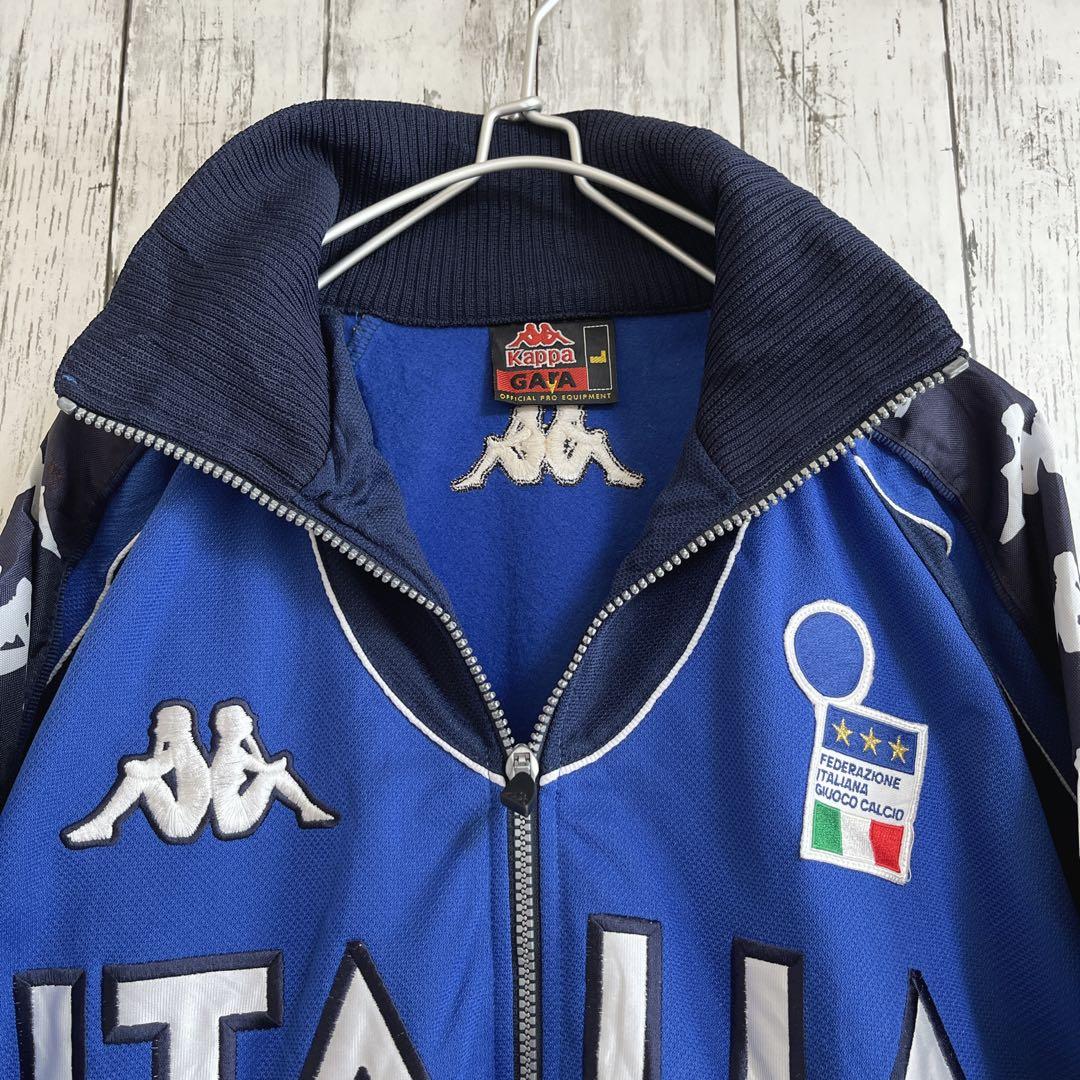 00s カッパ イタリア代表 トラックジャケット ジャージ XL 青 刺繍ロゴ