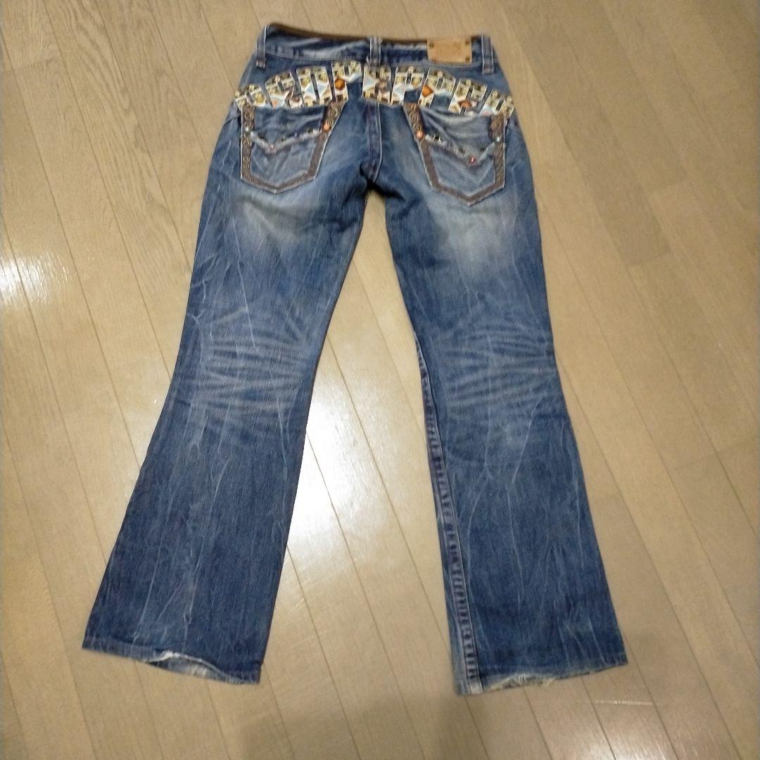 レッドペッパー y2k 平成ギャル 刺繍 フェード ブーツカットデニム26