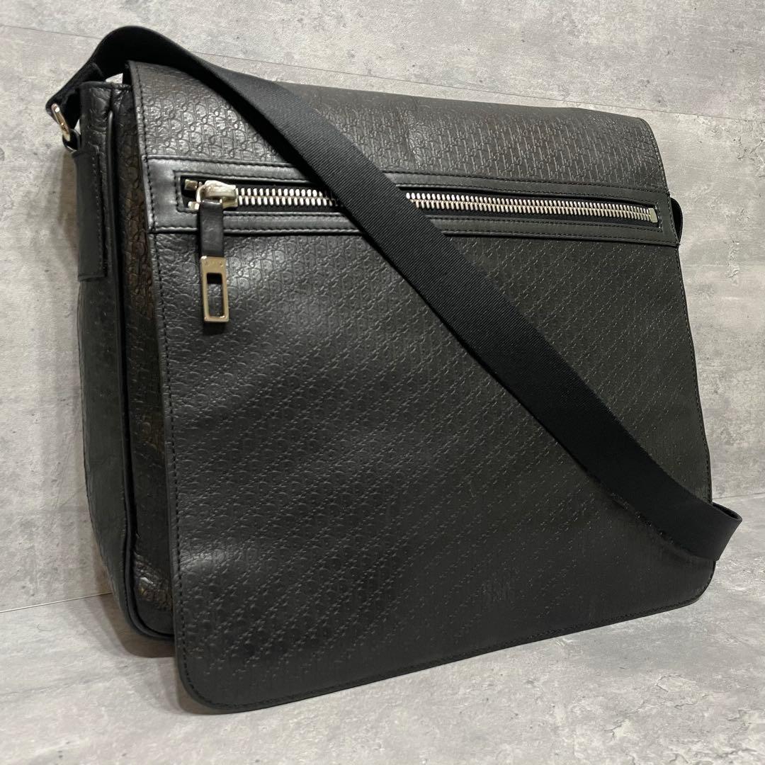 美品 Dior Homme オブリーク トロッター レザー メッセンジャーバッグ Dior HOMME◇サドルメッセンジャー/ショルダーバッグ/トロッター柄