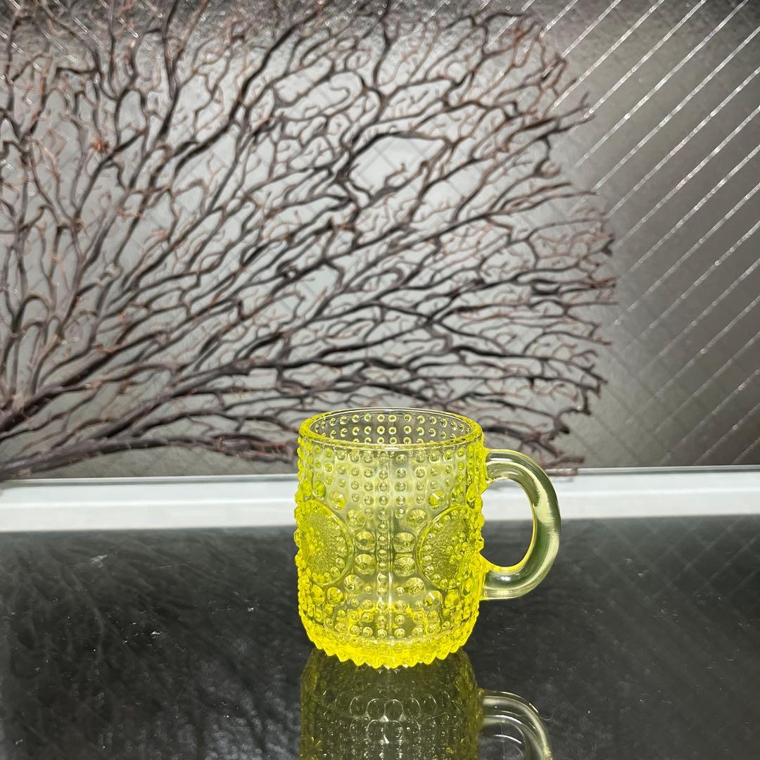 骨董 時代ガラス フィンランド グラッポニア マグカップ ウランガラス