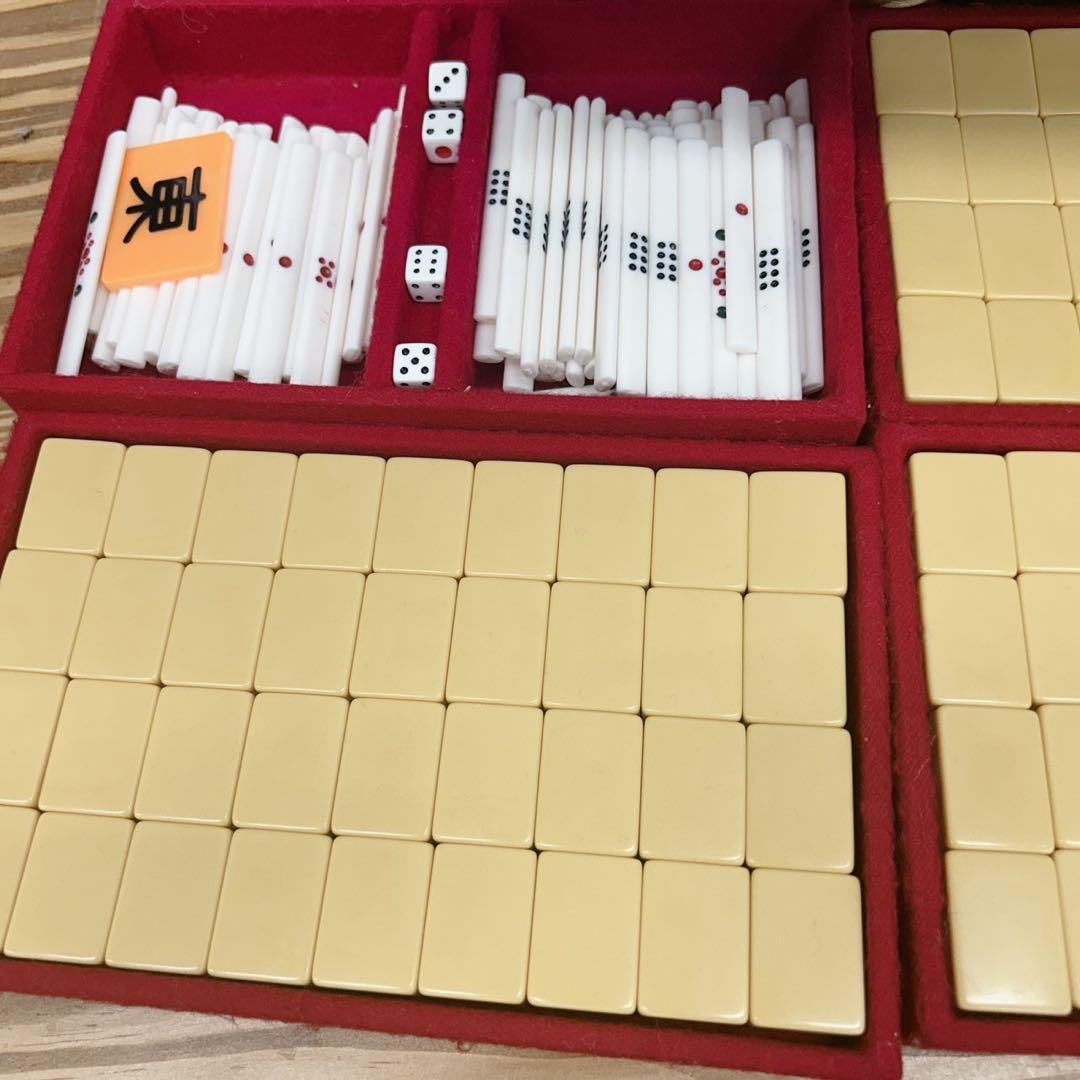麻雀牌セット レトロケース入り サイコロ・点棒付き 昭和ヴィンテージ