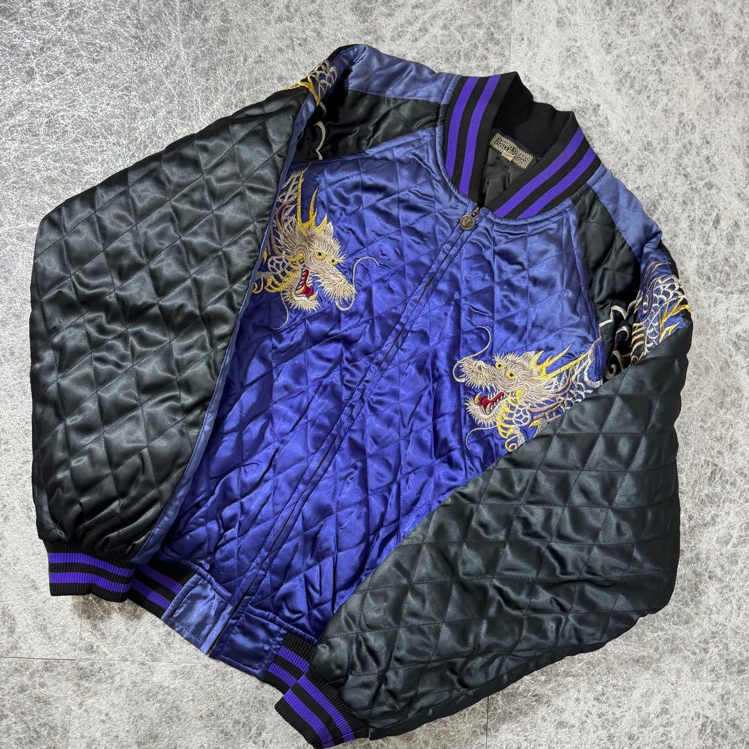美品 JUMBO OZAKI 龍 刺繍 スカジャン ネイビー系 XL以上相当