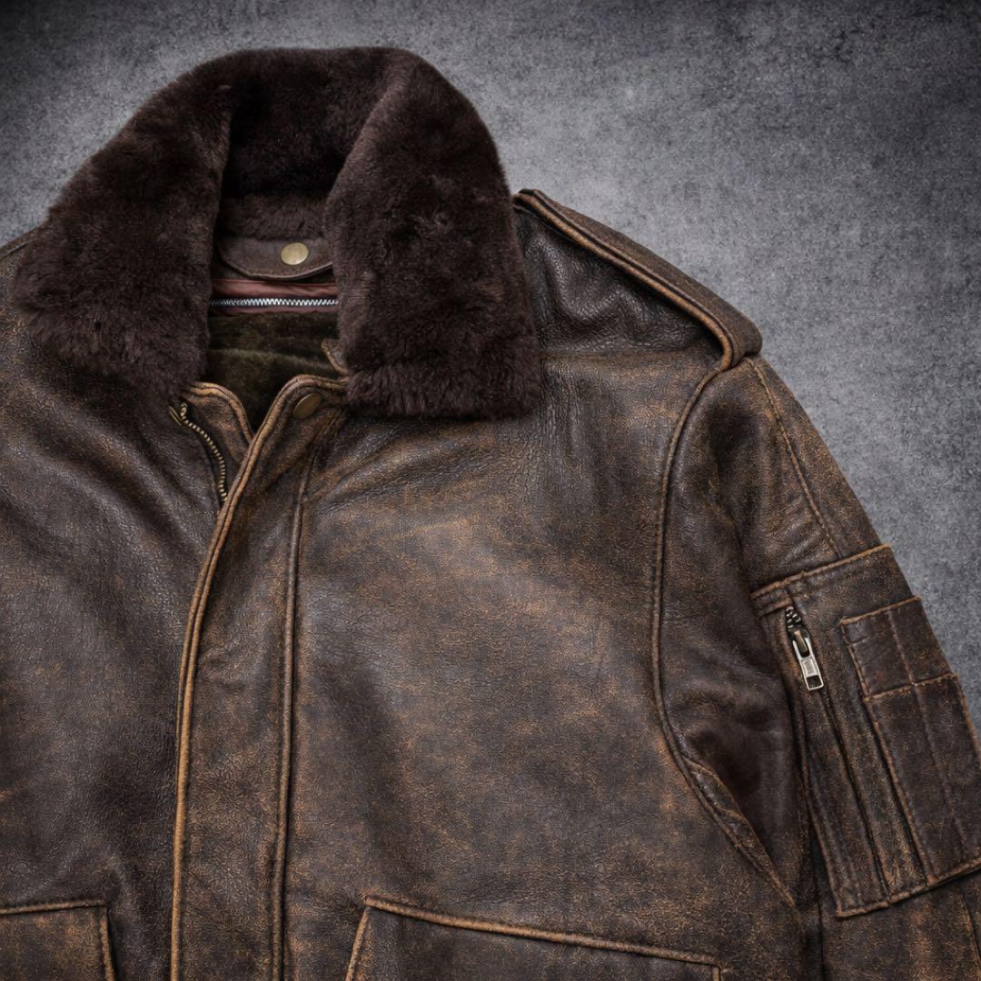 90s vintage leather jacket g1 a2 ラム革 - メルカリ