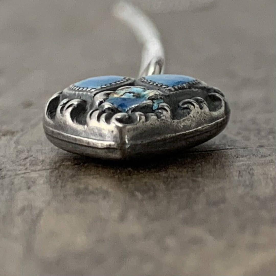 スウィートハートジュエリー勿忘草ダブルハート シルバー ヴィンテージ