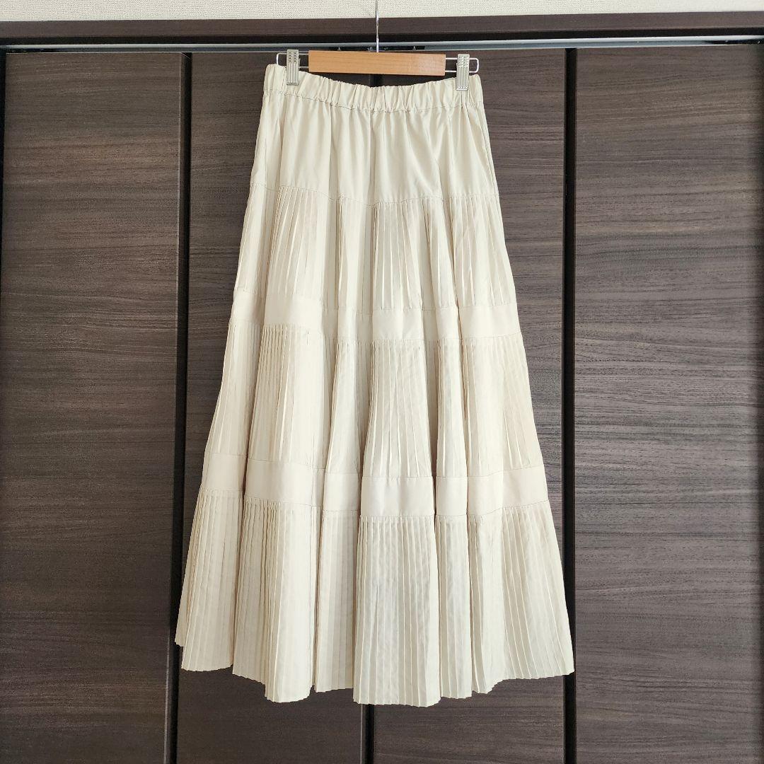 BEARDSLEY ビアズリー プリーツティアードスカート ホワイト FREE