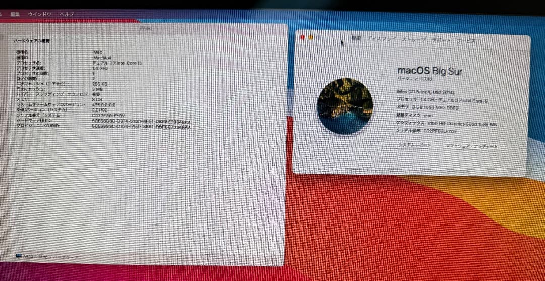 iMac 21.5インチ Mid 2014 / 8GB / 1.12TB