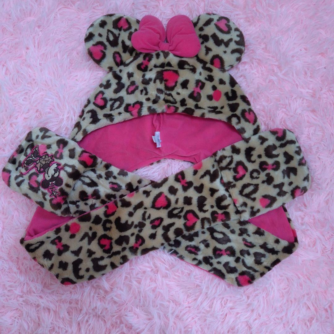 ミニー・マウス ヒョウ柄帽子とスカーフセット かわいいレオパード柄！東京ディズニーランド2025秋冬ミニーふわふわ身