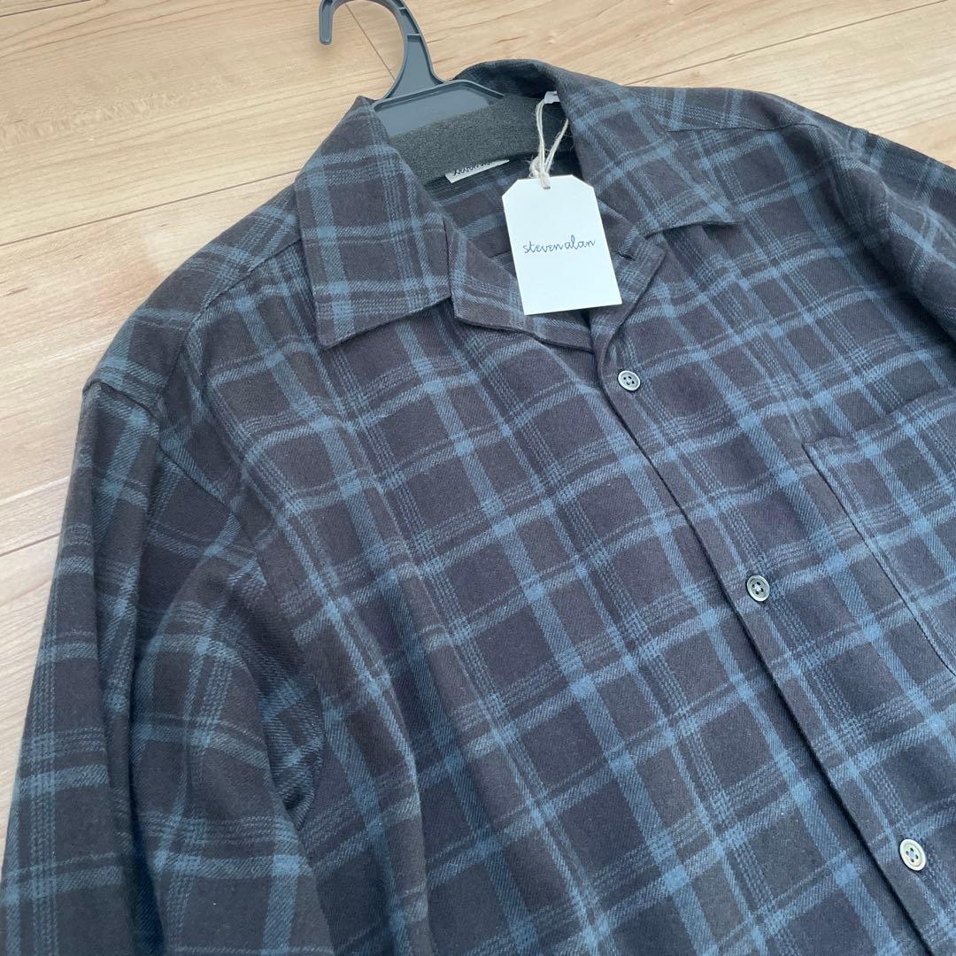 Steven Alan＞ネル マドラスチェック オープンカラー シャツ BOX