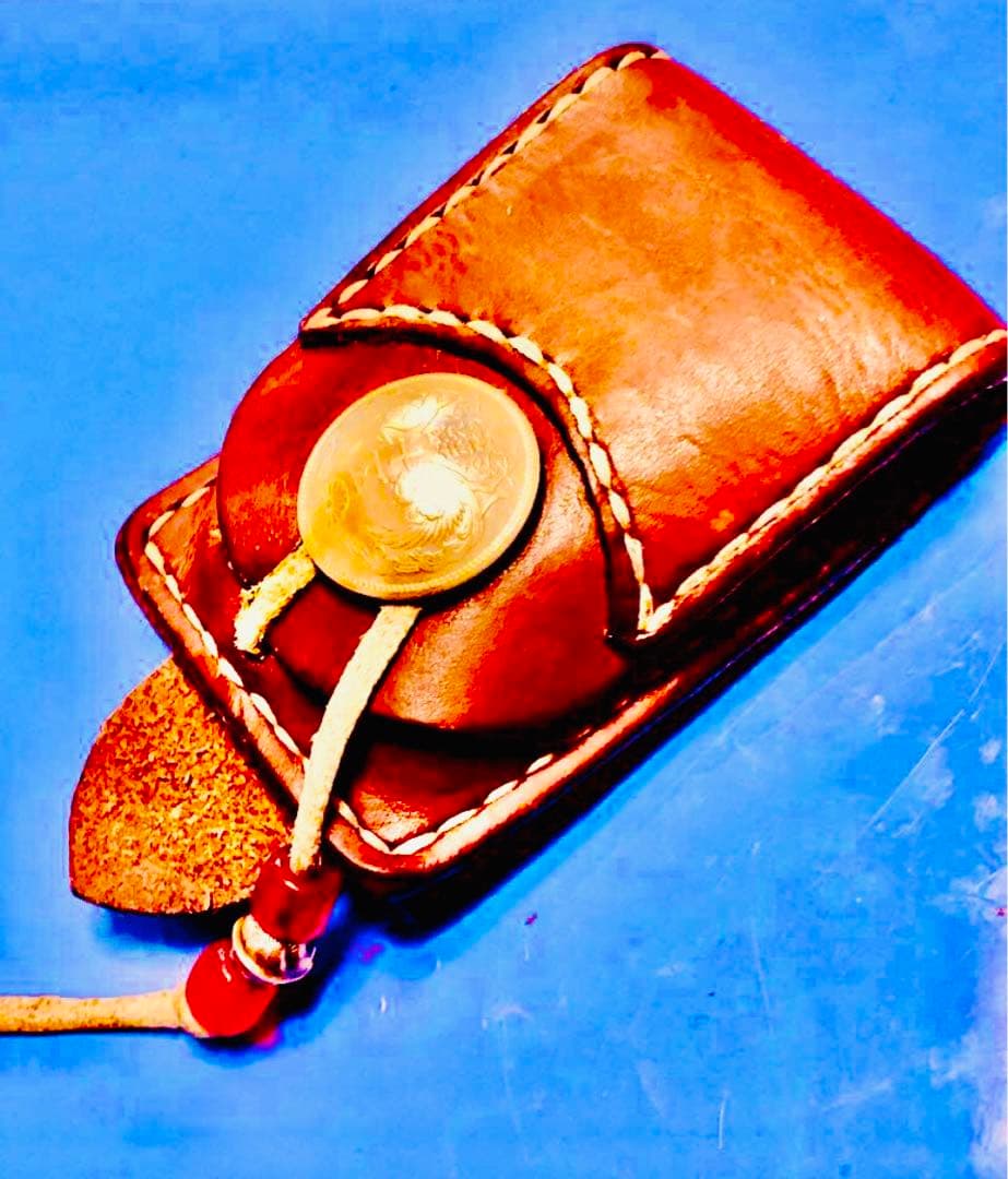 silverシルバー銀貨コンチョ＊レザー製zippo小物ケース