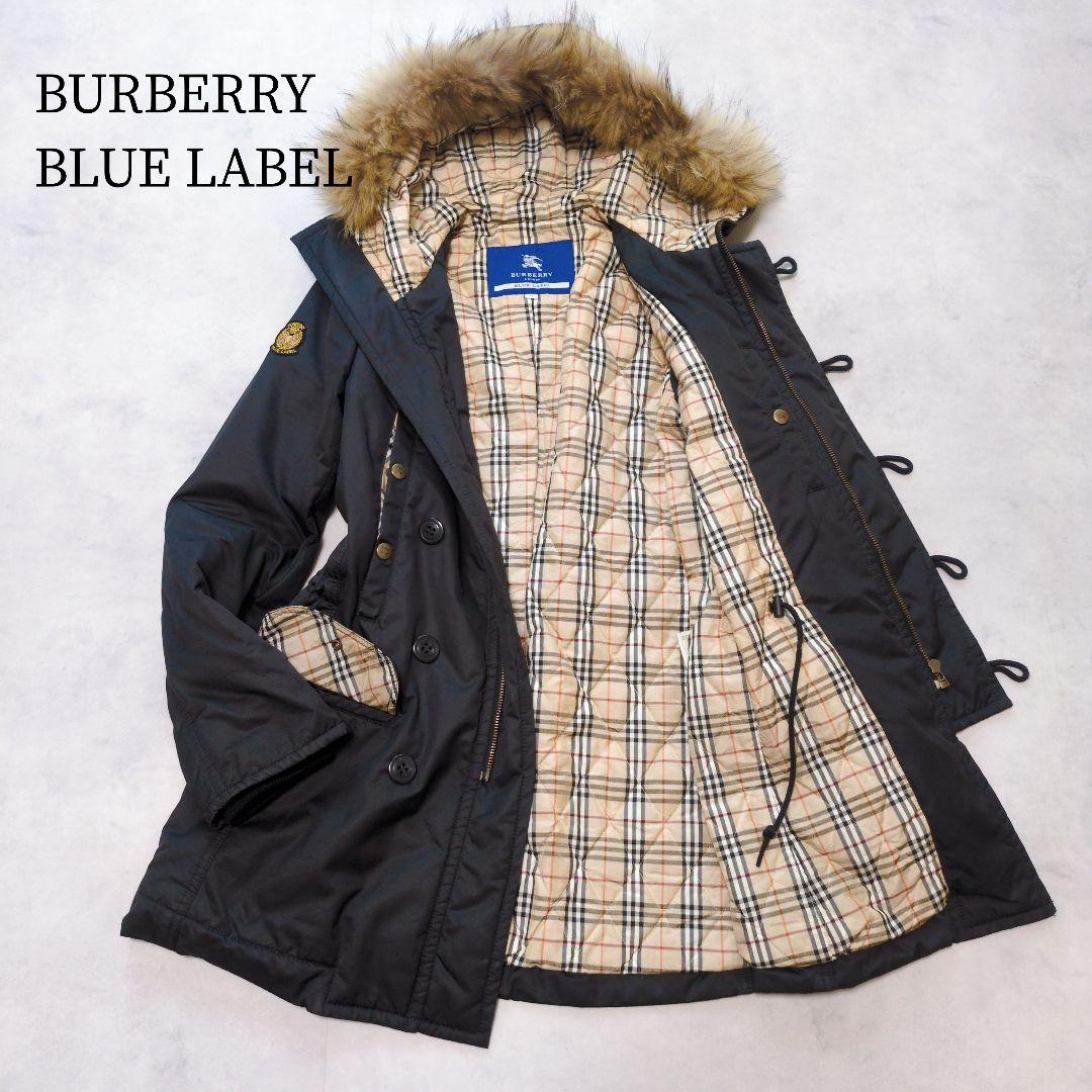 BURBERRY BLUE LABEL✨️ノバチェック裏地 モッズコート 黒 - メルカリ