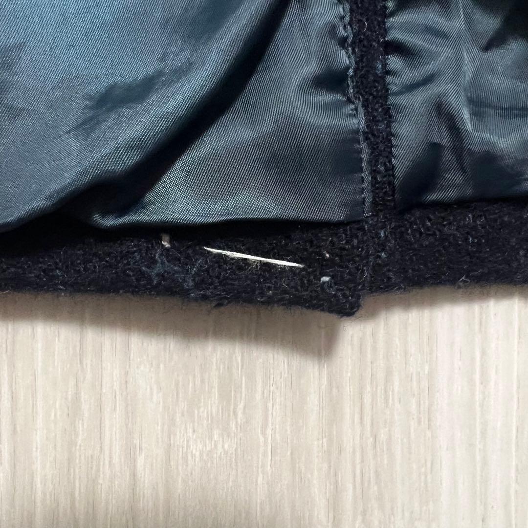 極美品✨️ハリスツイード ウール コート 紺 ストライプ イングランド