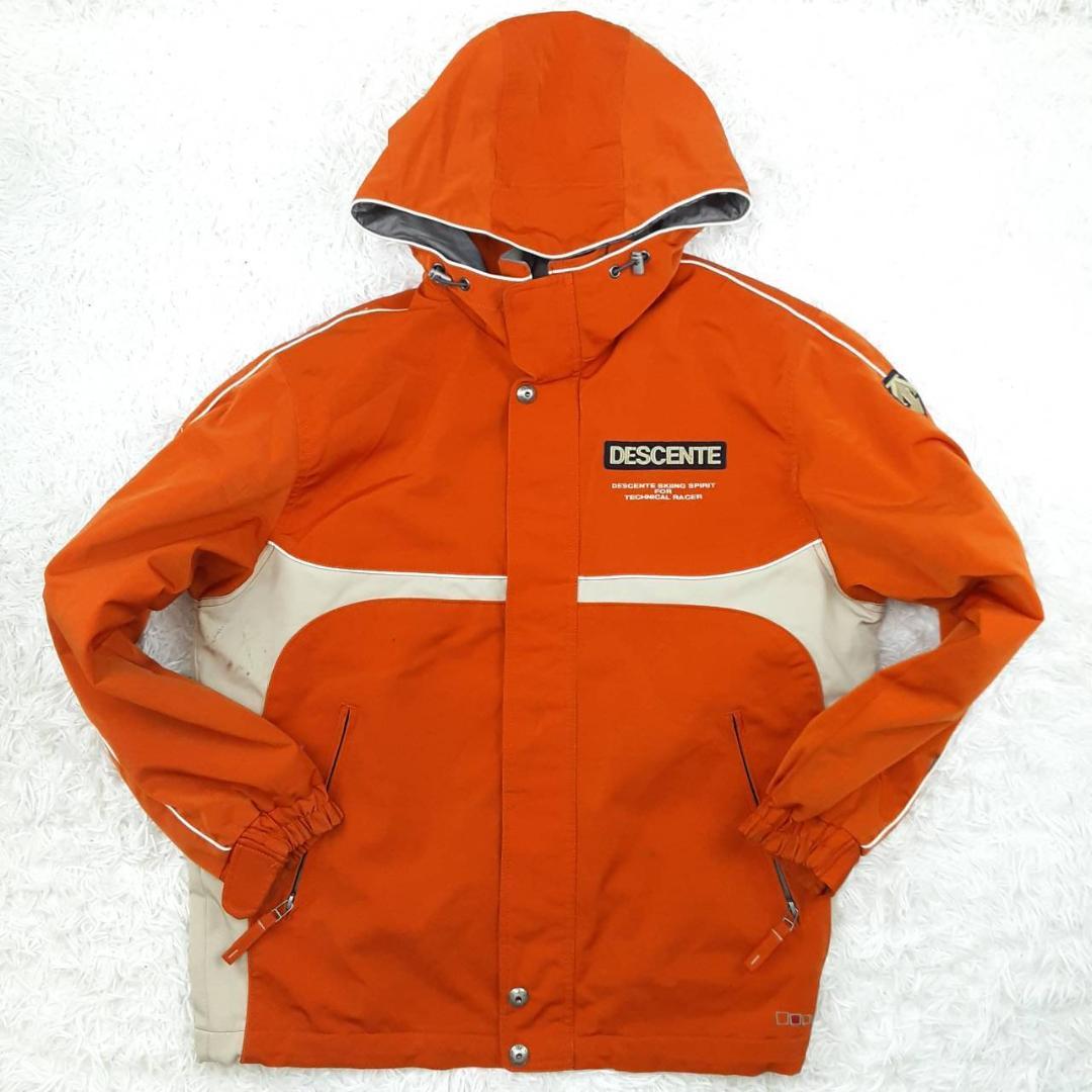 美品 DESCENTE デサント スキーウェアセット オレンジ×ホワイト 橙×白