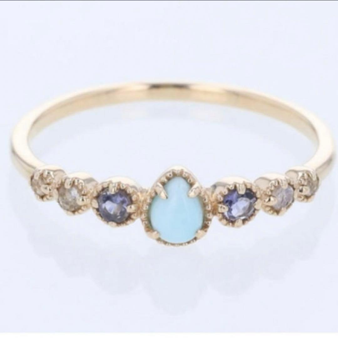 agete アガット k10 ラリマー アイオライトリング 9号 - メルカリ