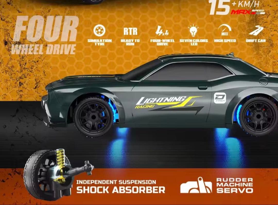 1:43スケールRCリモートコントロールカー、2.4G高速