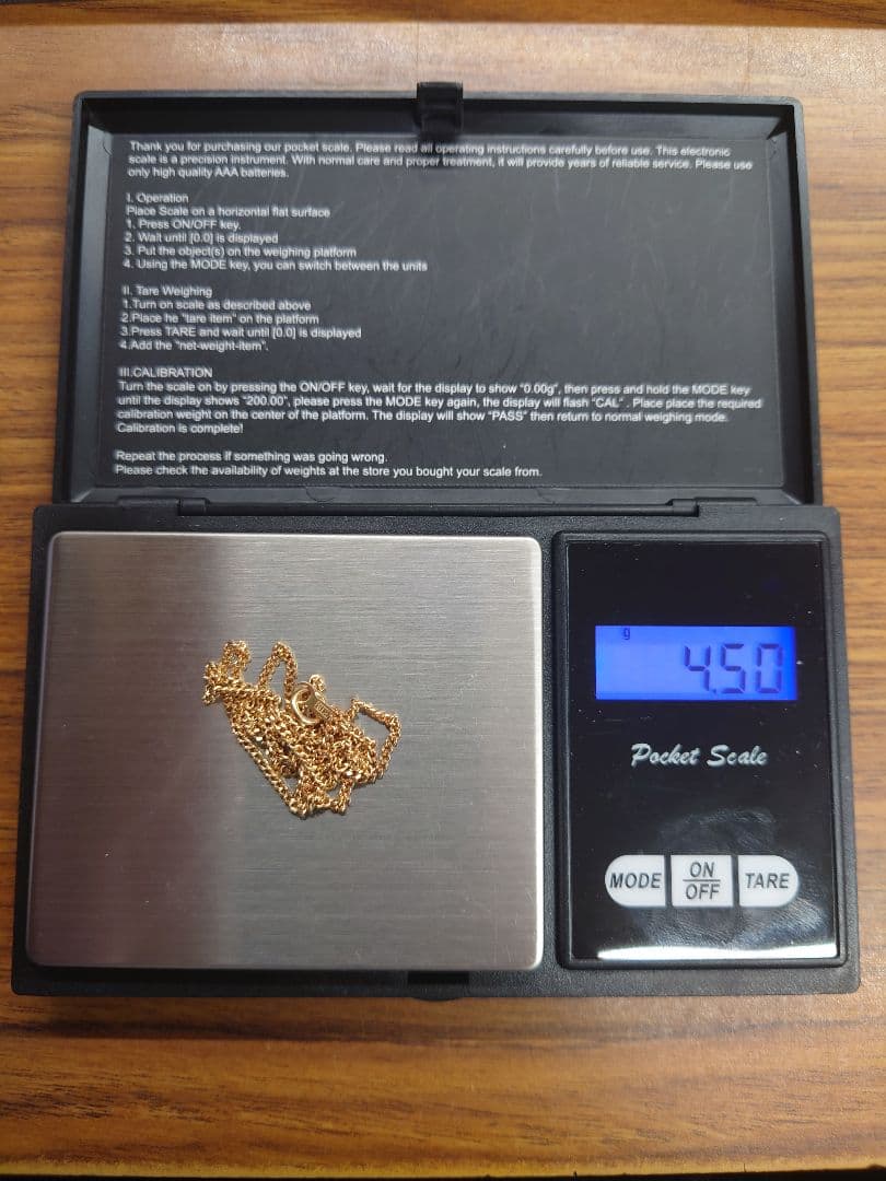 細喜平ネックレス　2面　18金　k18　50cm　 4.5g　造幣局刻印　引き輪