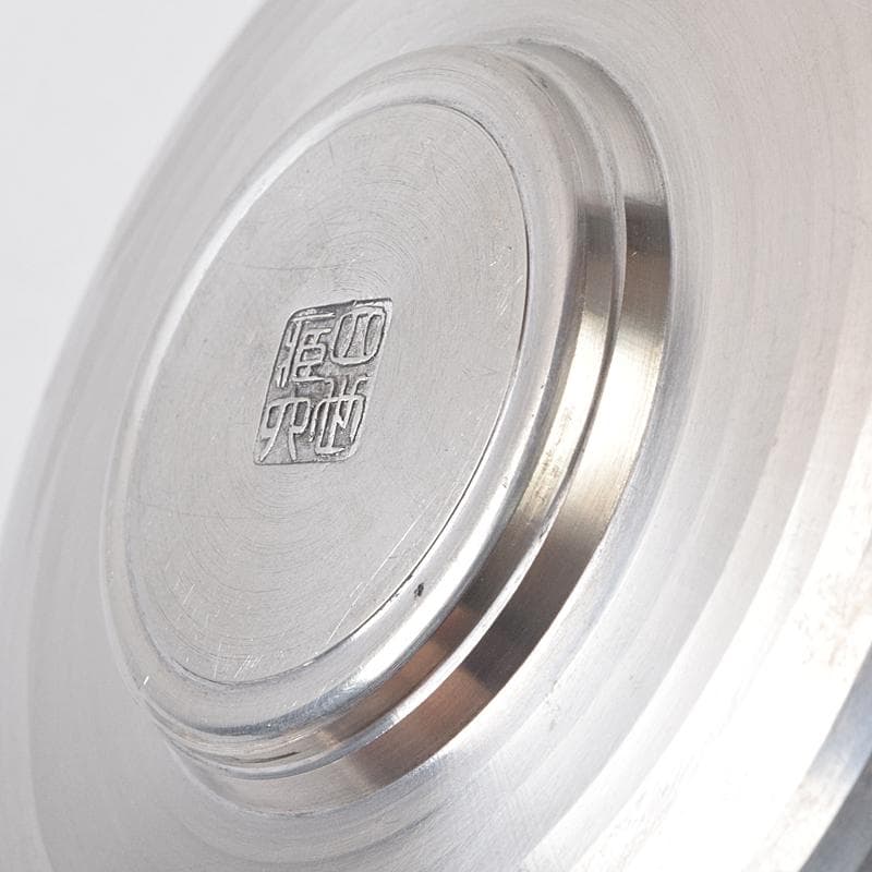 平安 邃古居 秦蔵六造 純錫 倣張萬順之作意 圓式茶托 五客 共箱 GR9455