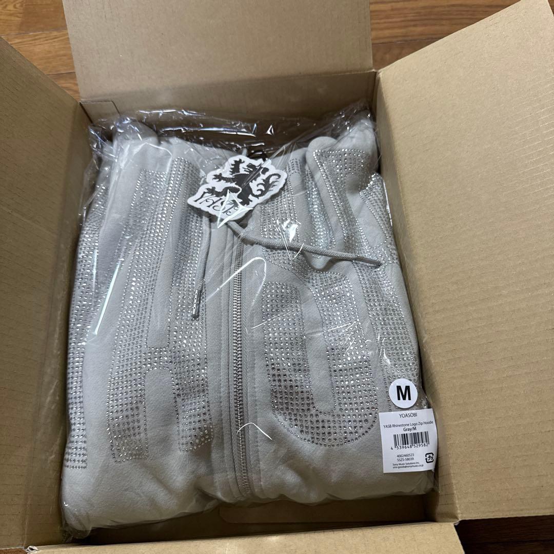 YOASOBI WANDARA ラインストーンロゴジップフーディー グレー M
