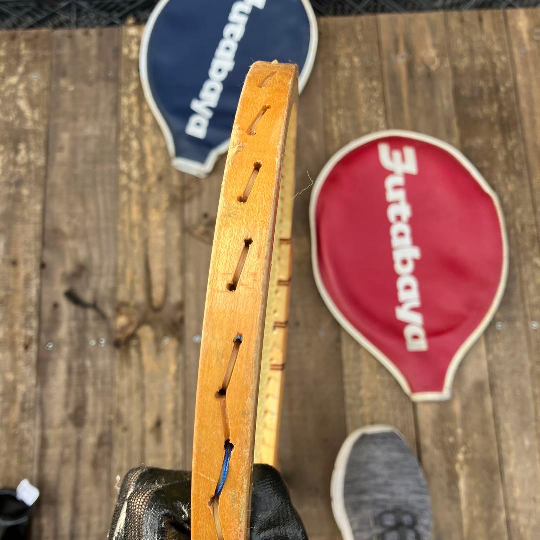 レトロ：テニスラケットFUTABAYA：フタバヤ木製ラケットBLUEVOLLEY