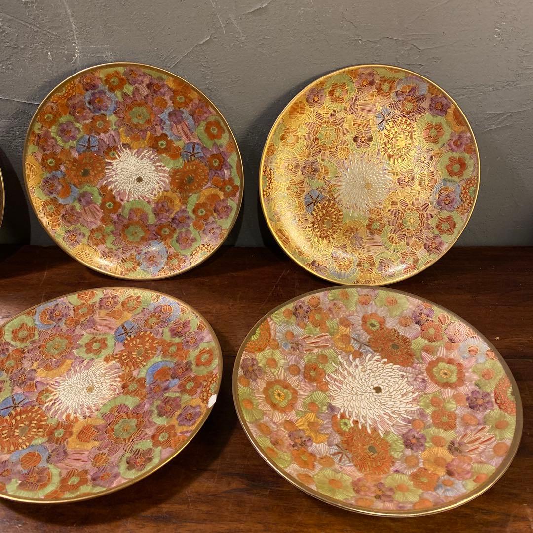 薩摩焼 明治 アンティーク 金蘭手まとめ売り カップ&ソーサー 骨董品