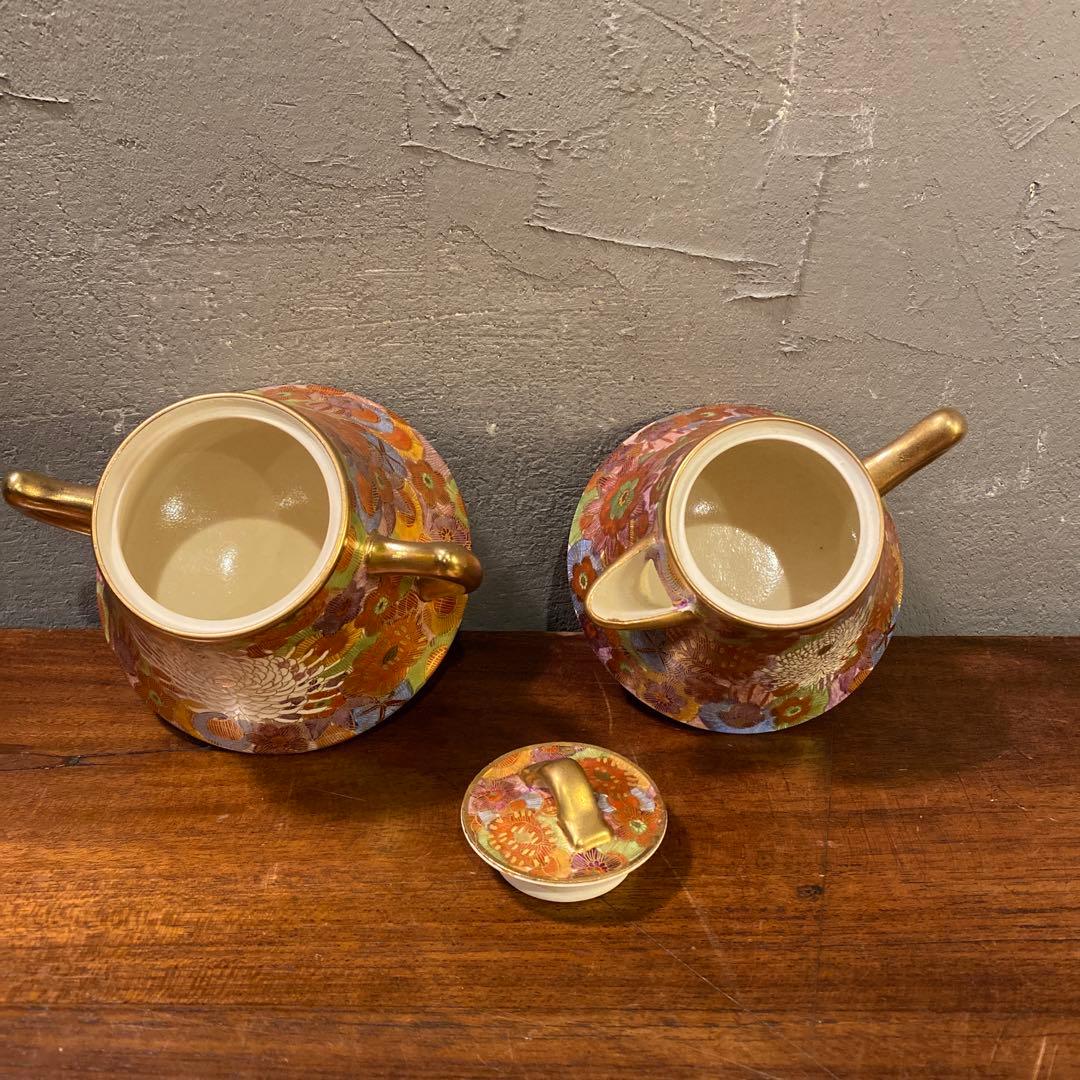 薩摩焼 明治 アンティーク 金蘭手まとめ売り カップ&ソーサー 骨董品