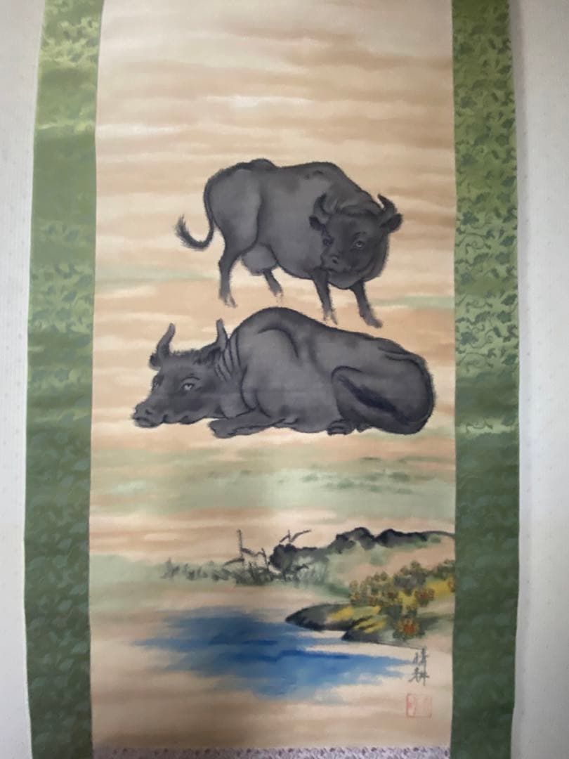 掛け軸　牛